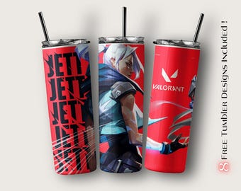 Valorant Jett Tumbler Wrap, Gamer Sublimation Design (Digital Download)