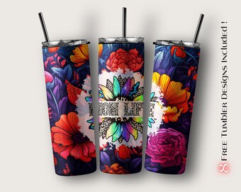 Emballage floral pour gobelet : motif sublimation de la vie de maman (téléchargement numérique)