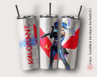 Valorant Neon Tumbler Wrap, Gamer Sublimation Design (Digital Download)