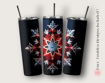 Christmas Snowflake Tumbler Wrap, Sublimation Design (Digital Download)