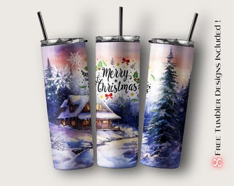 Christmas Cabin Tumbler Wrap, 20oz Skinny Sublimation (Digital Download)