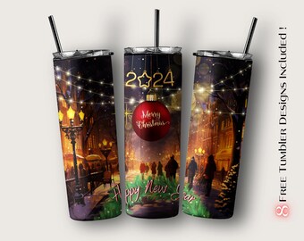 Santa Claus Tumbler Wrap, Christmas Ball Sublimation Design (Digital Download)