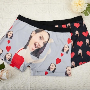 Slips photo personnalisés pour petit ami/mari,caleçons boxer personnalisés,sous-vêtements pour le visage,sous-vêtements personnalisés pour hommes,cadeau d'anniversaire/d'anniversaire pour lui