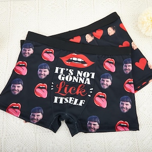 Presente de foto personalizado para namorado/marido, boxers personalizados com nome para aniversário, imagem em cuecas boxer, presente de aniversário para namorado
