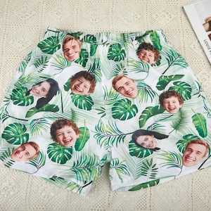 Zwembroek met gepersonaliseerd gezicht, op maat gemaakt badpak voor mannen met gezicht, op maat gemaakte strandshort, badkleding voor vrijgezellen heren, cadeaus voor vriend