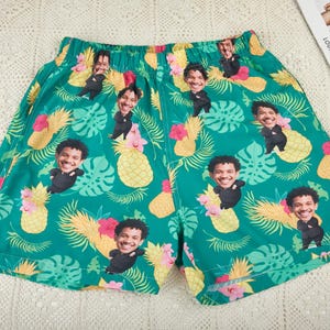 Custom Men Swimwear Hawaiian Shorts,Photo Swim Trunk, Personalized Face Men Swimsuit,Flamingo Beach Short,Funny Swim Trunks,Beach Party