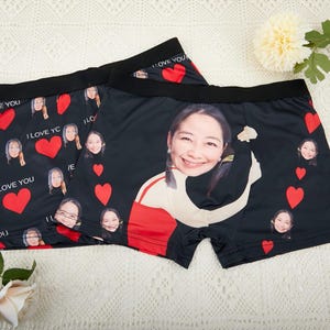 Boxer personnalisé pour homme avec photo du visage,Sous-vêtement personnalisé avec photo,Boxer sous-vêtement pour homme, Boxer cadeau mari Cadeau homme