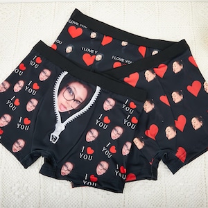 Boxer personnalisé avec nom pour anniversaire, caleçon personnalisé, image sur le caleçon, caleçon photo pour homme/petit ami/mari