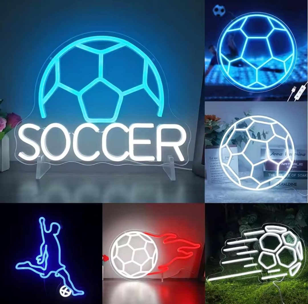 Led Signs Football Soccer Football LED Neon Sign: Game Room Man Cave Pub Lounge Wall ...