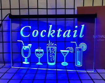 Cocktail LED Neon Sign Changeable Colour Wall Decor for Kitchen, pub restaurant