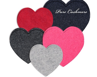 Pair Pure Cashmere Sweater Patches｜Hearts Design｜Sew-On Sweater Repair｜Repair Holes｜Worn elbows｜Knit Patches