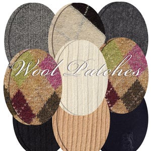 Parches de lana ovalados para codos: Reparación de suéteres (par)