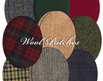 Wool Elbow Patches: Herringbone Sew-on Sweater Patches (Pair)