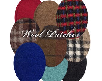 Wool Elbow Patches: Sweater Repair, Houndstooth & Checked (Pair)