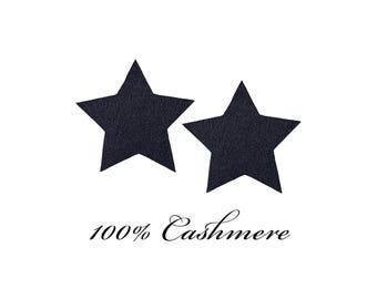 100% Cashmere Elbow Patches: Sew-On Sweater Repair - Stars Design - Pair