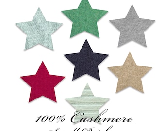100% Cashmere Patches: Sew-On Sweater Repair - Stars Design One piece