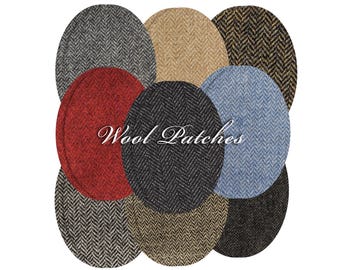 Wool Elbow Patches: Oval Sweater Patches, Sew-on Plaid Pair