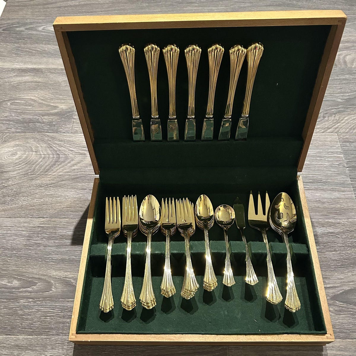 Vintage International E.P. Korea Gold-plated Flatware Fluted Set 57 Piece Case - Etsy