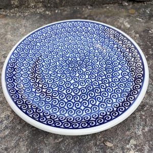 Polish Pottery Small Plate 7.25 Riptide Blue White Swirl Manufaktura Boleslawiec