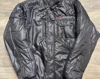 Vintage Chevrolet Black Nylon Bomber Jacket Mens Medium Insulated Zipper Outerwear