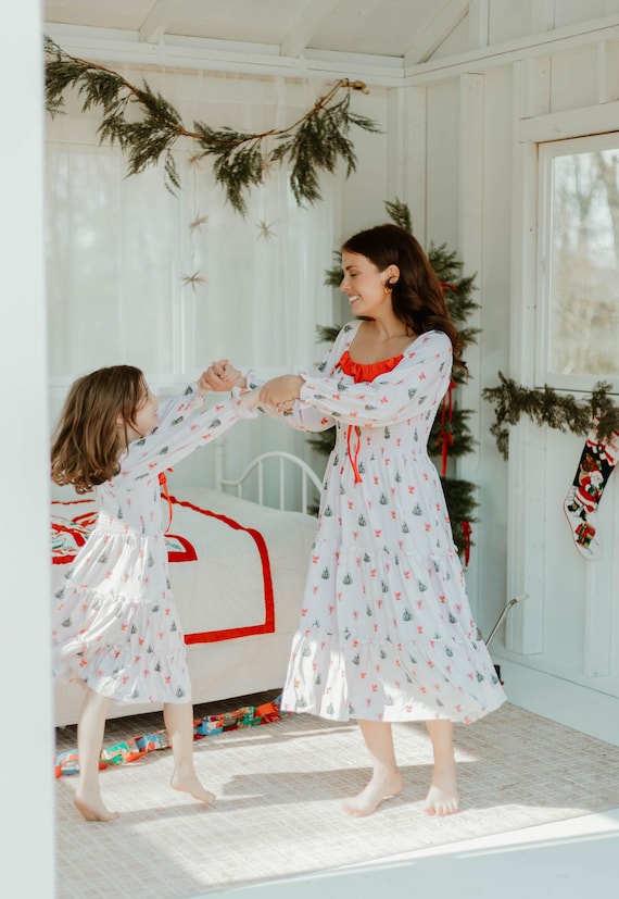 christmas lounge dress Bamboo Dress: Heritage Pines Print, Hypoallergenic and lumps of coal