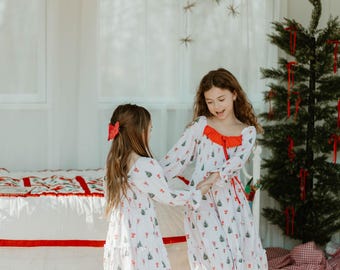 Vestido navideño de bambú Heritage Pines / Vestidos a juego para mamá y yo