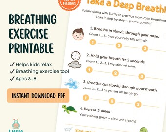 Turtle Breathing Poster for Kids | Calm Down Corner Printable | Brain Break | Deep Breathing Exercise | SEL Classroom | Therapy | Preschool