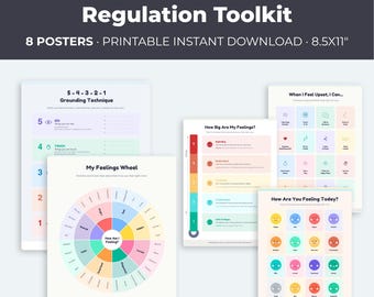 Complete Kids Emotional Regulation Toolkit, 8 Printable Therapy Posters, Coping Skills Bundle, Counseling Instant Download