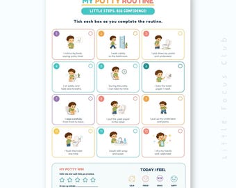 Tabla de entrenamiento para ir al baño para niños, horario visual de rutina para ir al baño, rutina imprimible para el baño de niños pequeños, tabla de pasos para ir al baño, recompensa para niños que van al baño