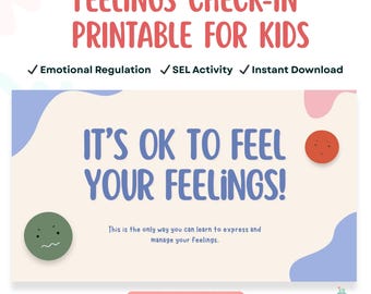 Feelings Check-In Printable for Kids | SEL Worksheet | Emotions Activity | Morning Meeting | School Counselor | Therapy | Calm Down Corner