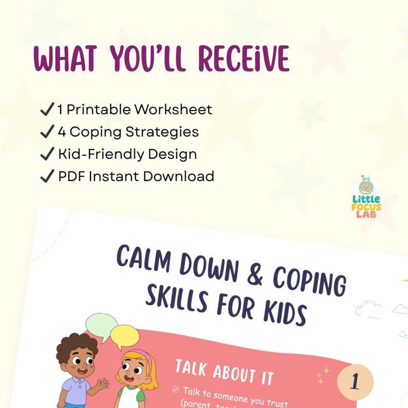 Kids Calm Down Worksheet | Coping Skills SEL Activity (digital Download ...