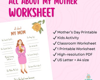 All About My Mom Worksheet | Mother's Day Kids Activity (PDF Download)