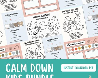 Calm Down Bundle for Kids | Coping Skills & Breathing Activities | SEL Printable Pack (Digital Download)