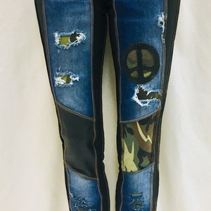 Skinny Camo Jeans with leather image 1