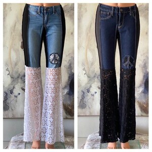 Twiggy Crochet/Lace Bell Bottom Jeans image 1