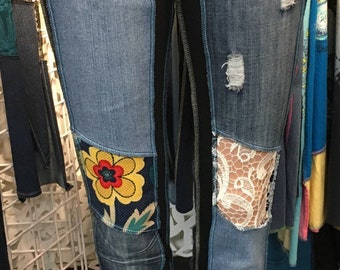 Boho Flower and Lace Jeans by Kim Styles