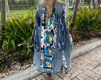 Denim Maxi rock star sleeveless duster