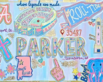 Personalized Hand Painted College Canvas | Custom Preppy Dorm Painting