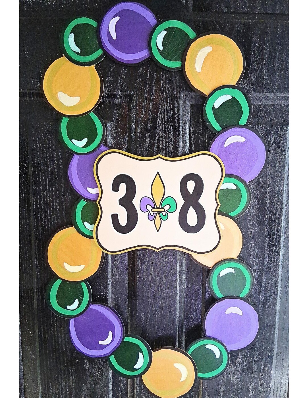 Hand-painted Mardi Gras Bead Door Hanger | 318 Area Code Sign - Etsy