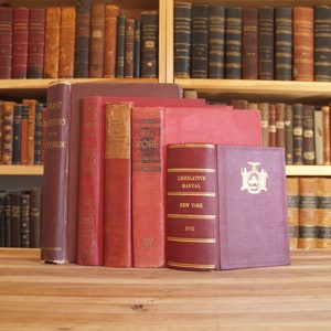 Collection of antique decorative book boards / covers in shades of red - Free US Shipping