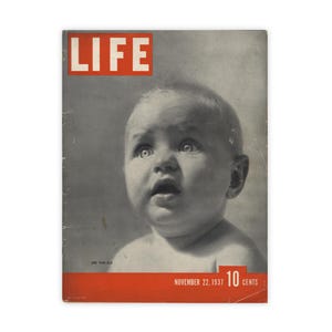 Life Magazine: November 22, 1937 - one year anniversary issue, Hollywood and fashion, great vintage advertising - Free US Shipping