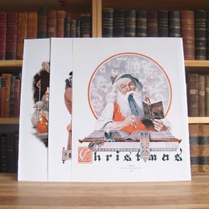 Three large Norman Rockwell Christmas-themed magazine cover prints - Free US Shipping