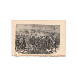 Receiving the News of the Capture of Fort Fisher - antique print from 1869 Civil War memoir &quot;In Hospital and Camp&quot; - Free US Shipping