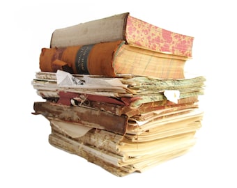 Bulk lots of antique paper saved from disbound books - Free US Shipping