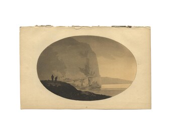 View of Penmanmawr - original antique print from 1809 book, 5.25 x 8.5 inches - Free US Shipping