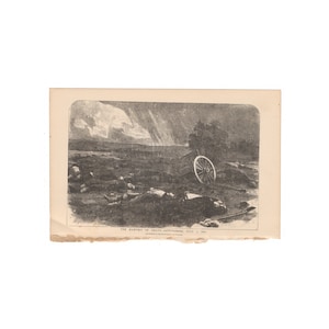 Harvest of Death, Gettysburg 1863 - antique print from 1869 Civil War memoir &quot;In Hospital and Camp&quot; - Free US Shipping
