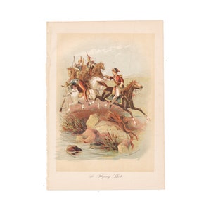A Flying Shot - antique Phiz chromo-lithograph from &quot;The Templeogue Lever&quot; from 1882- Free US Shipping