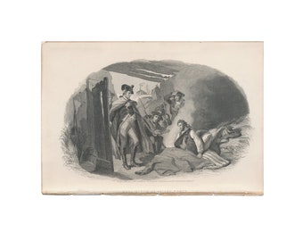 Washington at Valley Forge - antique engraving from disbound 1868 book - Free US Shipping