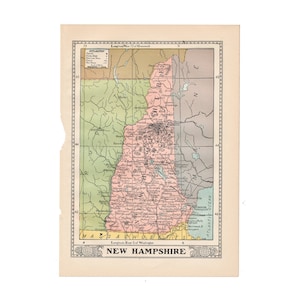 "Vintage Karte von New Hampshire aus dem Jahr 1902 ""TheUniversity Encycled"""
