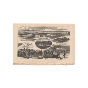 US Calvary Depot Near Washington - antique print from 1869 Civil War memoir &quot;In Hospital and Camp&quot; - Free US Shipping